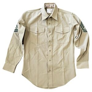 Creighton USMC Marine Corps Long Sleeve Men’s Uniform Khaki Shirt Size 16.5 x 33